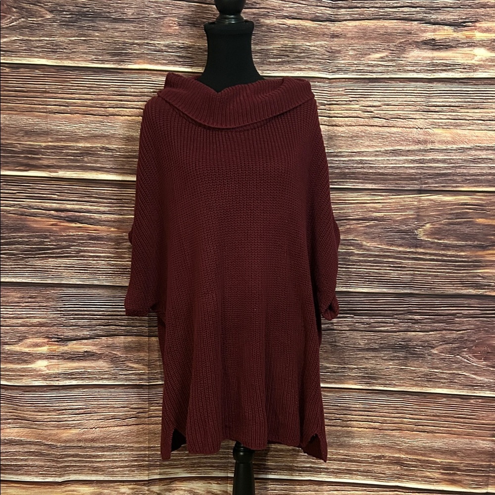 Pact Maroon Medium Knit Oversized Sweater | OS